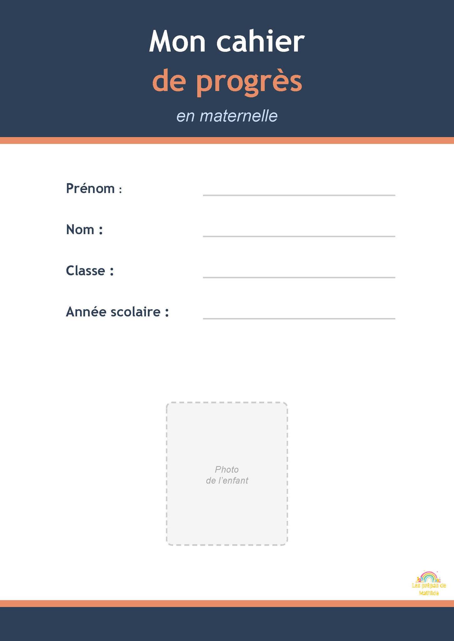 Page de garde — Mon cahier de progrès en maternelle